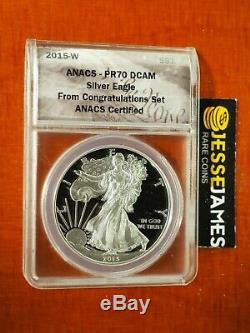 2015 W Proof Silver Eagle Anacs Pr70 From Congratulations Set Rare Pedigree