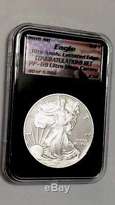 2016W American Proof Silver Eagle from the CONGRATULATIONS SET NEARLY PERFECT 69