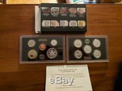 2016, 2017, 2018 Silver Proof U. S. Mint Sets (33 coins), orig boxes and COAs