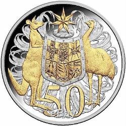 2016 50th ANN OF DECIMAL CURRENCY ROUND 50c SILVER PROOF + FREE SET 6 UNCIRC SET