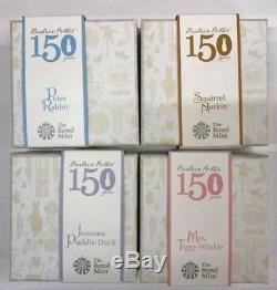 2016 Beatrix Potter 50p Colour Silver Proof Coins Set Peter Rabbit 4 Coins +