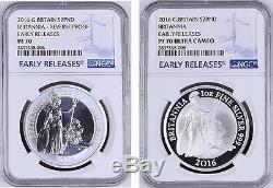 2016 Britannia 2 Coin Special Silver Set Reverse & Proof NGC PF70 ER Limited 500
