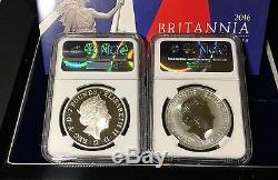 2016 Great Britain UK Britannia Proof & Reverse Proof £2 Silver Set NGC