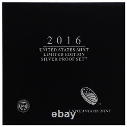 2016 Limited Edition Silver Proof Set Black Box & COA 7 Coins and Silver Eagle