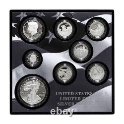2016 Limited Edition Silver Proof Set Black Box & COA 7 Coins and Silver Eagle