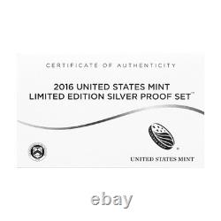 2016 Limited Edition Silver Proof Set Black Box & COA 7 Coins and Silver Eagle