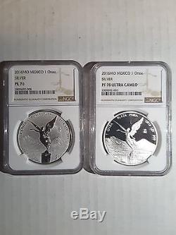 2016 Mexico 2 coin Silver Proof / Reverse Libertad proof Set. PL70 / PF70 UCAM