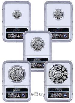 2016 Mexico Proof Silver Libertad Onza Set of 5 Coins NGC PF70 UC ER SKU41630