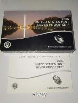 2016 S US Mint Silver Proof Set With Box & COA