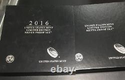 2016 US MINT LIMITED EDITION SILVER PROOF SET SPOT FREE 8 COIN with BOX & COA