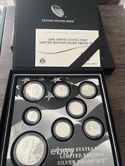 2016 United States Mint Limited Edition Silver Proof Set All Original & Coa