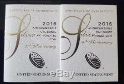 2016 W 30th Anniversary American Eagle Proof Set In Mint Box Lettered Edge