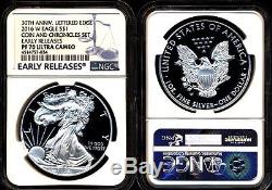 2016 W Ngc Pf70 Er Proof Silver Eagle From Ronald Reagan Coin & Chronicles Set
