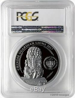 2017 $10 Palau Guardian Lion. 999 Silver 2-Coin Black Proof Set PCGS PR69DCAM FD