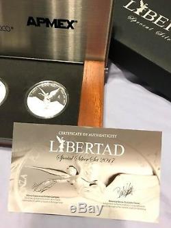 2017 Mexico 2-Coin Silver Libertad Proof/Reverse Proof Set. Limited Mintage 500