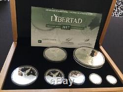 2017 Mexico Libertad 7 Coin Silver Proof Set withCOA, Box