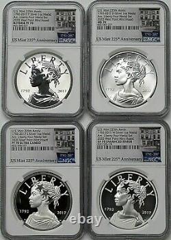 2017 PDSW 225th Anniversary American Liberty Silver Medal Set NGC 70/70/70/70