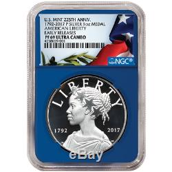 2017-P Proof 225th Ann. American Liberty Silver Medal 1 oz 3pc. Set NGC PF69UC F