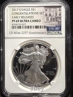2017-S $1 SILVER EAGLE Congratulations Set NGC PF69 Early Releases Ultra Cameo
