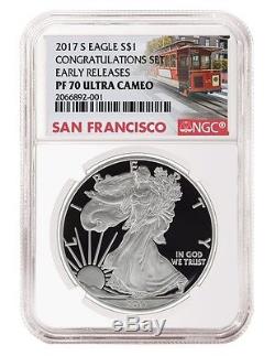 2017 S American Silver Eagle Proof NGC PF70 Congratulations Set Early Releases