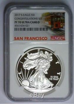 2017-S NGC PF70 PROOF Silver Eagle Trolley Label Congratulation Set