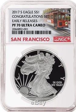 2017 S Proof American Silver Eagle Congratulations Set NGC PF70 UC Trolley ER