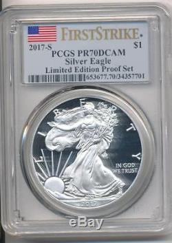 2017 S Proof Silver Eagle Pcgs Pr70 Dcam First Strike Flag Limited Edition Set