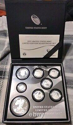 2017 S US Limited Edition Silver Proof Set OGP 8 Coins W COA-mintage of 50k Sets