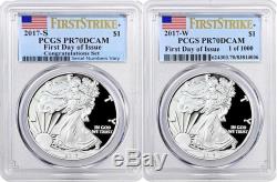 2017 S & W PROOF SILVER EAGLE SET PCGS PR70 FIRST DAY OF ISSUE 2-Coin Set