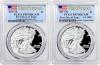 2017 S & W Proof Silver Eagle Set Pcgs Pr70 First Day Of Issue 2-coin Set