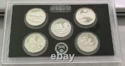 2017 US Mint America The Beautiful Five (5) Quarters Silver Proof Set, OGP
