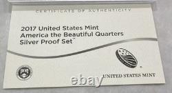 2017 US Mint America The Beautiful Five (5) Quarters Silver Proof Set, OGP