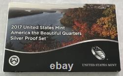 2017 US Mint America The Beautiful Five (5) Quarters Silver Proof Set, OGP