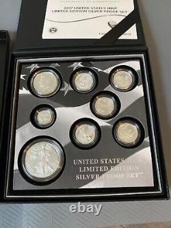 2017 US Mint Limited Edition Silver Proof Set 8 Coins Silver Eagle etc BOX & COA