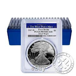 2017 W $1 1oz Proof Silver Eagle Pcgs Pr70 Dcam First Strike W Mint Label