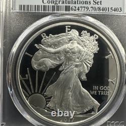 2017-s Silver Eagle Dollar First Day Of Issue Congrats Set Pcgs Pr70dcam