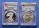 2018 American Silver Eagle 2 Pc Set. Pcgs Proof & Ms 70's First Strike Burnished