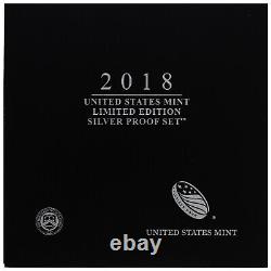 2018 Limited Edition Silver Proof Set Black Box & COA 7 Coins and Silver Eagle