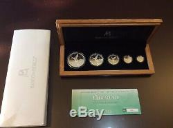 2018 Mexico 5-Coin Silver Libertad Proof Set (1.9 oz, Wood Box). Only 1000 Sets