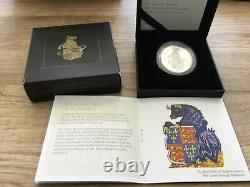 2018 Queens Beasts Black Bull of Clarence Silver Proof 1oz Coin Cap+Box+COA