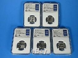 2018 S 10 Coin Silver Reverse Proof Set NGC Pf 70 RP, FDI, Mercanti Signed