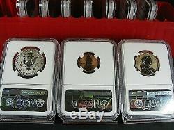 2018 S 10 Coin Silver Reverse Proof Set NGC Pf 70 RP, FDI, Trolley Label