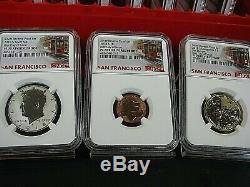 2018 S 10 Coin Silver Reverse Proof Set NGC Pf 70 RP, FDI, Trolley Label
