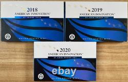 2018-S 2019-S 2020-S Innovation Dollar Proof Sets in OGP. Box & COA