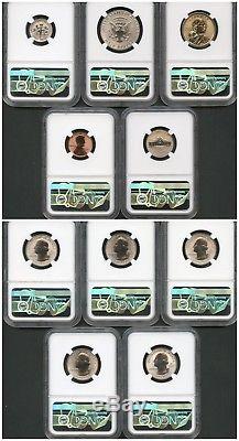 2018 S SILVER REVERSE PROOF 50th ANNIVERSARY LABEL 10 PC SET NGC PF70 FR