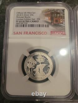 2018 S Silver 25 C Limited Edition Set. 5 Slabbed and Graded Coins By NGC