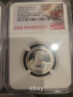 2018 S Silver 25 C Limited Edition Set. 5 Slabbed and Graded Coins By NGC