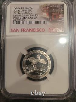 2018 S Silver 25 C Limited Edition Set. 5 Slabbed and Graded Coins By NGC