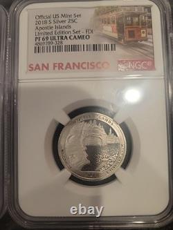 2018 S Silver 25 C Limited Edition Set. 5 Slabbed and Graded Coins By NGC