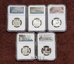 2018 S Silver 25c Pf 70 Quarter Ultra Cameo Set-early Releases 5 Coiins